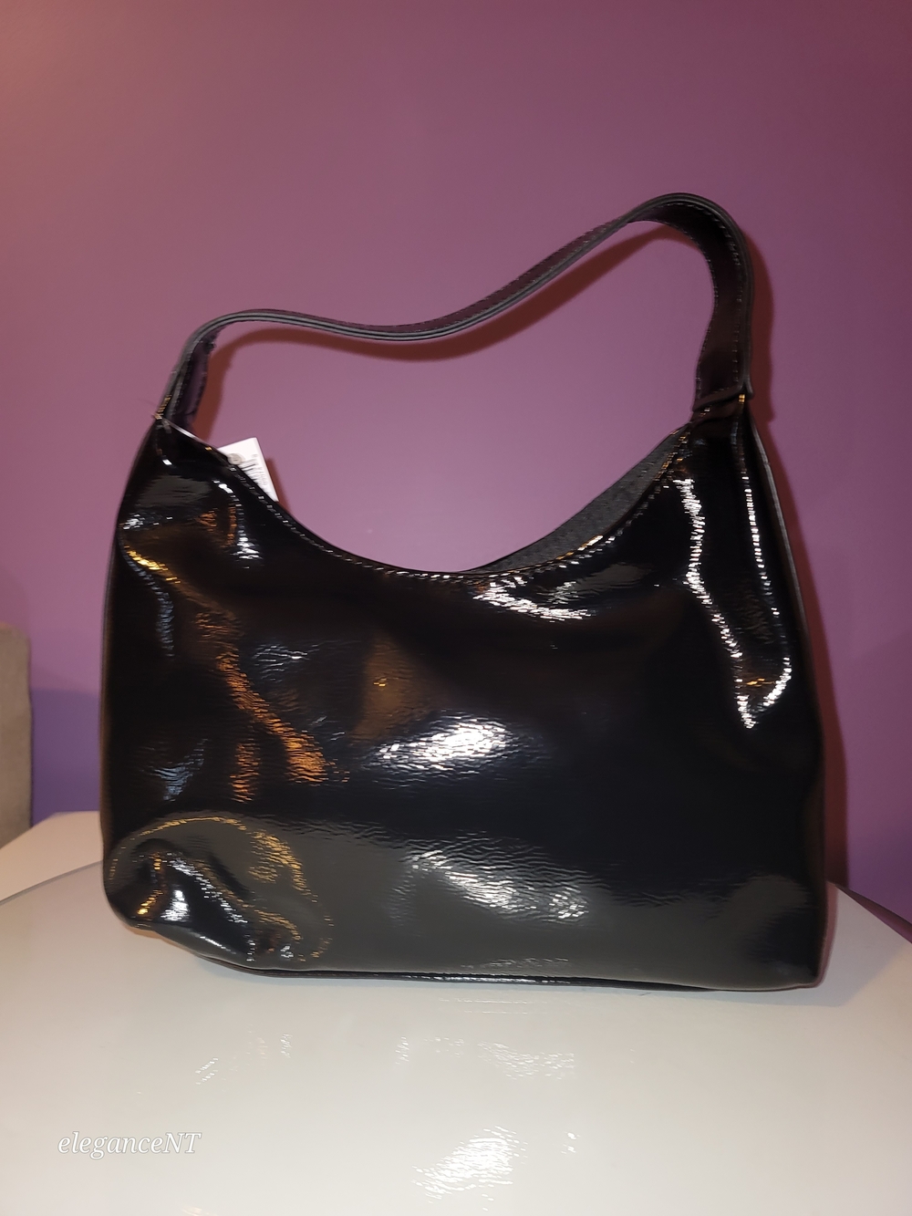 Old Navy Black Patent Mini Hobo Bag NWT - Picture 6 of 9